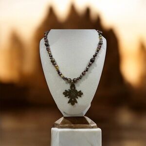 Elegant Beaded Cross Necklace